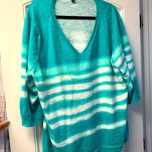 Talbots 3x beautiful aqua green and white sweater.